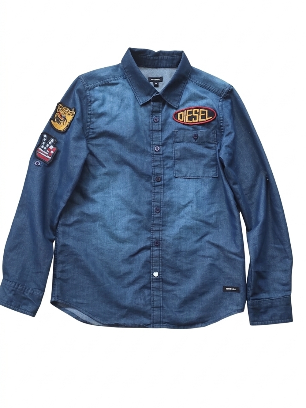 Diesel Blue Denim Patch Button-Up Shirt